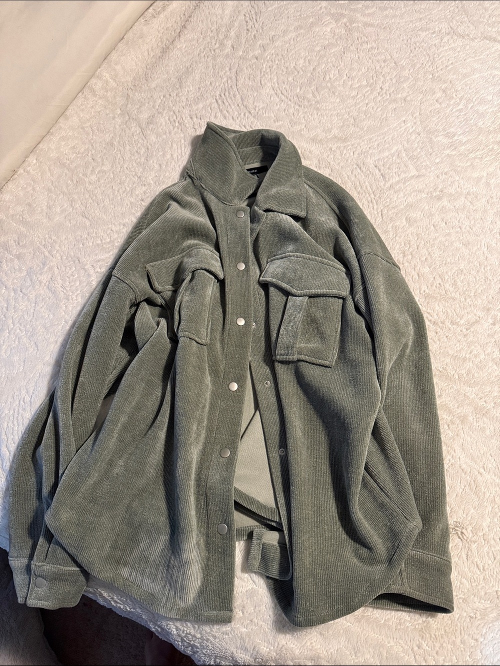 Women's Oversized Corduroy Shacket in Sage Green